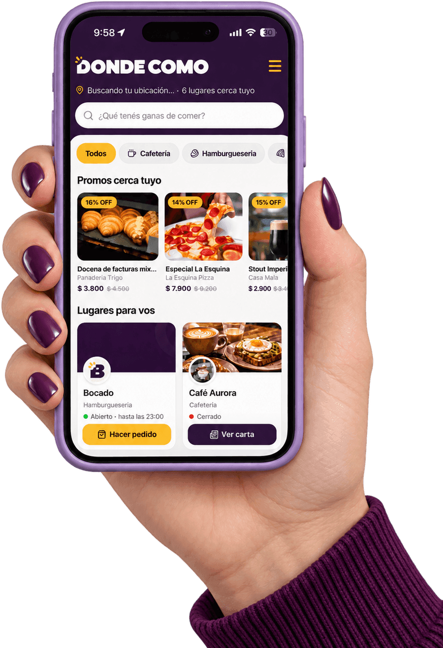 Dónde Como en el celular: buscador, promos y lugares cerca tuyo